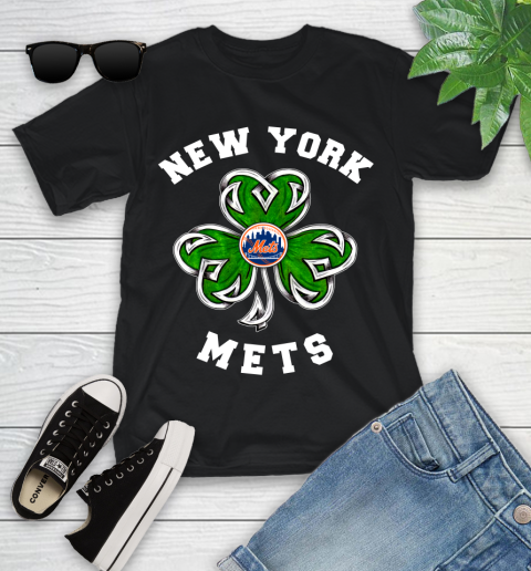 MLB New York Mets Three Leaf Clover St Patrick's Day Baseball Sports Youth T-Shirt