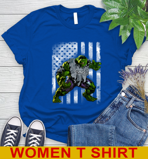 San Antonio Spurs Hulk Marvel Avengers NBA Basketball American Flag Women's T-Shirt 10