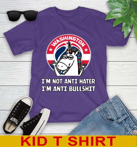 Washington Wizards NBA Basketball Unicorn I'm Not Anti Hater I'm Anti Bullshit Youth T-Shirt 4
