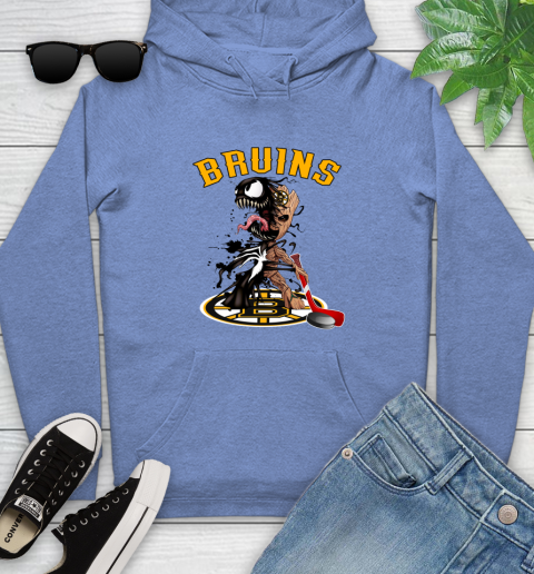 NHL Boston Bruins Hockey Venom Groot Guardians Of The Galaxy Youth Hoodie 12