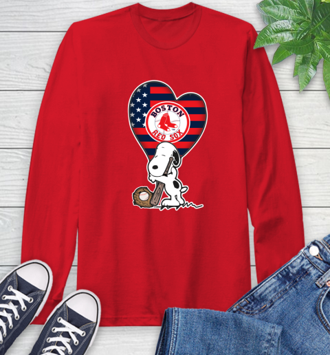 Boston Red Sox MLB Baseball The Peanuts Movie Adorable Snoopy Long Sleeve T-Shirt 10