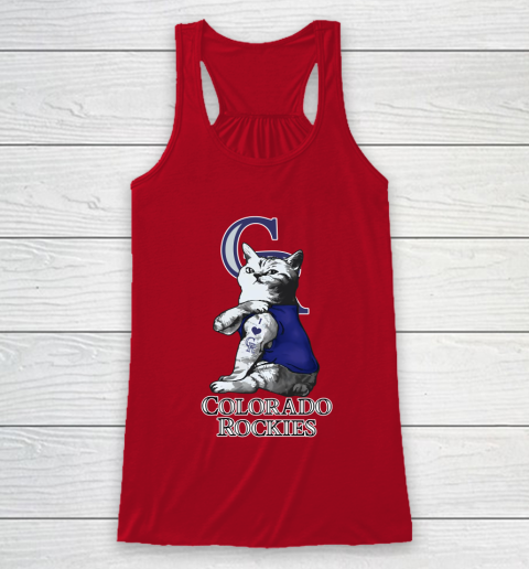 MLB Baseball My Cat Loves Colorado Rockies Racerback Tank 4