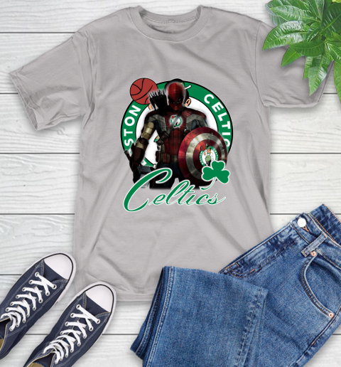 Boston Celtics NBA Basketball Captain America Thor Spider Man Hawkeye Avengers T-Shirt 12
