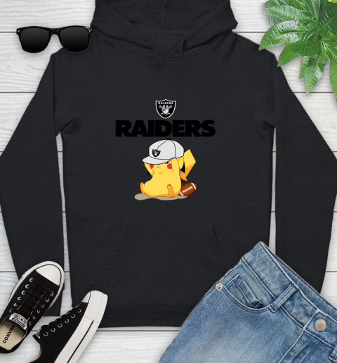 NFL Pikachu Football Sports Oakland Raiders Youth Hoodie 2