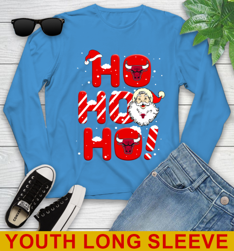 Chicago Bulls NBA Basketball Ho Ho Ho Santa Claus Merry Christmas Shirt Youth Long Sleeve 8