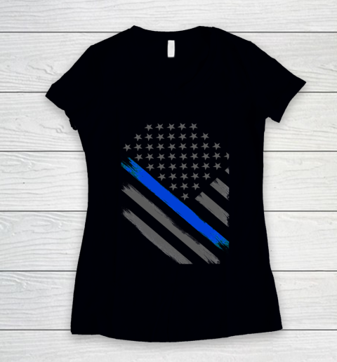 Thin Blue Line Flag Tactical Officer Women's V-Neck T-Shirt