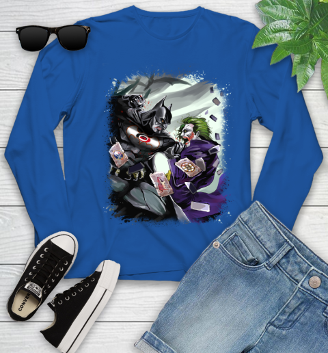 Carolina Hurricanes NHL Hockey Batman Fighting Joker DC Comics Youth Long Sleeve 9