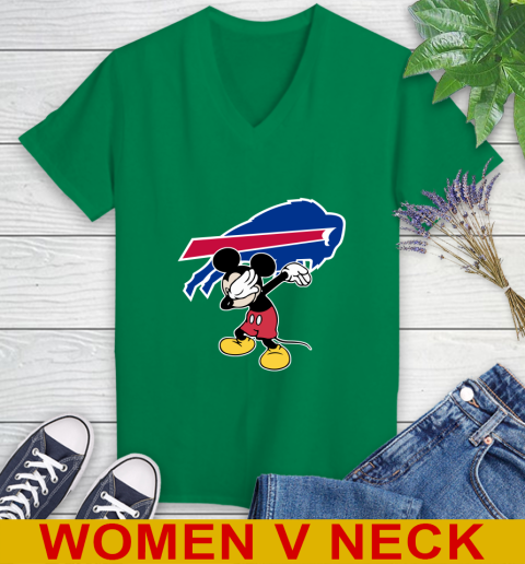 Buffalo Bills NFL Football Dabbing Mickey Disney Sports Women's V-Neck T-Shirt 6