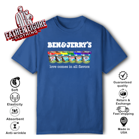 mxlj pride ben and jerryamp 39 s love comes in all flavors classic t shirt 2 front royal