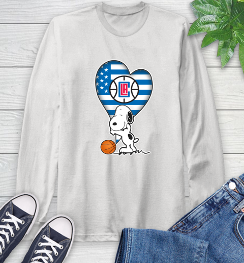 LA Clippers NBA Basketball The Peanuts Movie Adorable Snoopy Long Sleeve T-Shirt