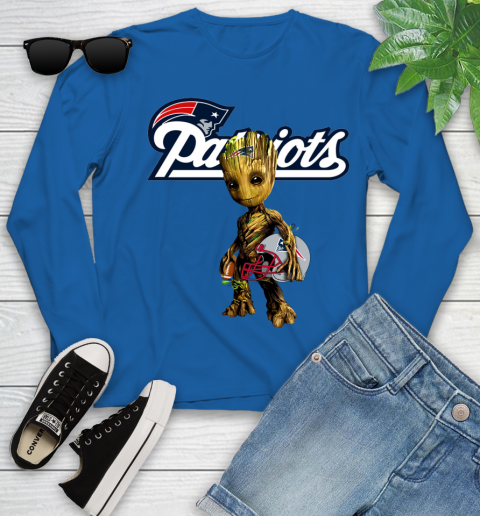 New England Patriots NFL Football Groot Marvel Guardians Of The Galaxy Youth Long Sleeve 9