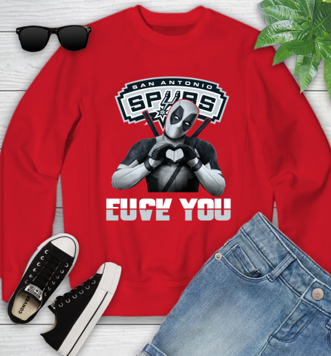NBA San Antonio Spurs Deadpool Love You Fuck You Basketball Sports Youth Sweatshirt 8