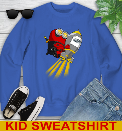 NBA Basketball San Antonio Spurs Deadpool Minion Marvel Shirt Youth Sweatshirt 6