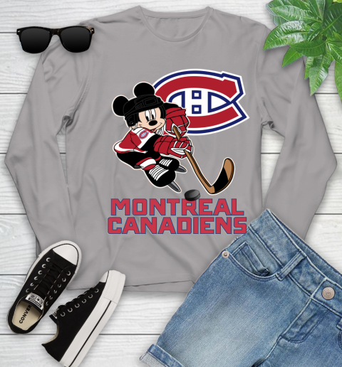 NHL Montreal Canadiens Mickey Mouse Disney Hockey T Shirt Youth Long Sleeve 5