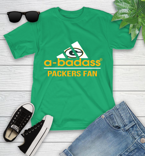 NFL A Badass Green Bay Packers Fan Adidas Football Sports Youth T-Shirt 8