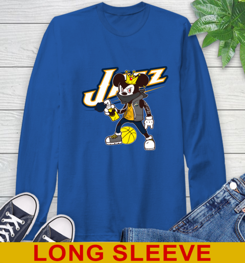 Utah Jazz NBA Basketball Mickey Peace Sign Sports Long Sleeve T-Shirt 9