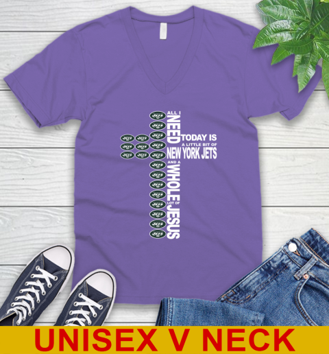 NFL All I Need Today Is A Little Bit Of New York Jets Cross Shirt V-Neck T-Shirt 8