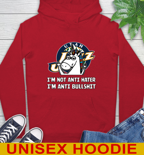 Utah Jazz NBA Basketball Unicorn I'm Not Anti Hater I'm Anti Bullshit Hoodie 10