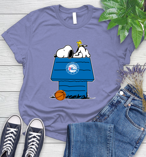 Philadelphia 76ers NBA Basketball Snoopy Woodstock The Peanuts Movie Women's T-Shirt 11