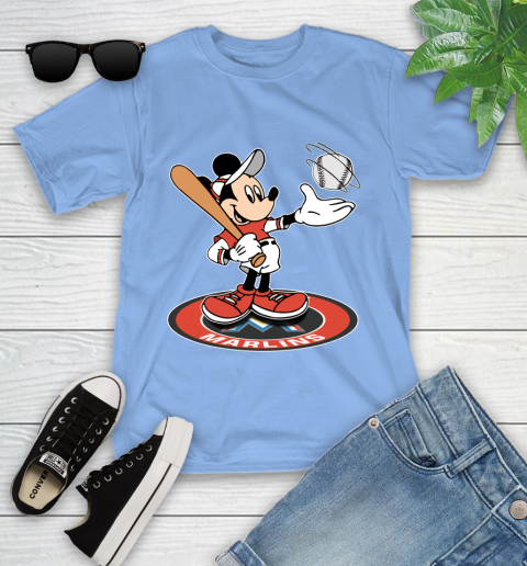 MLB Baseball Miami Marlins Cheerful Mickey Disney Shirt Youth T-Shirt 11