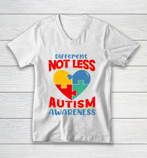 Different Not Less Autism Awareness V-Neck T-Shirt