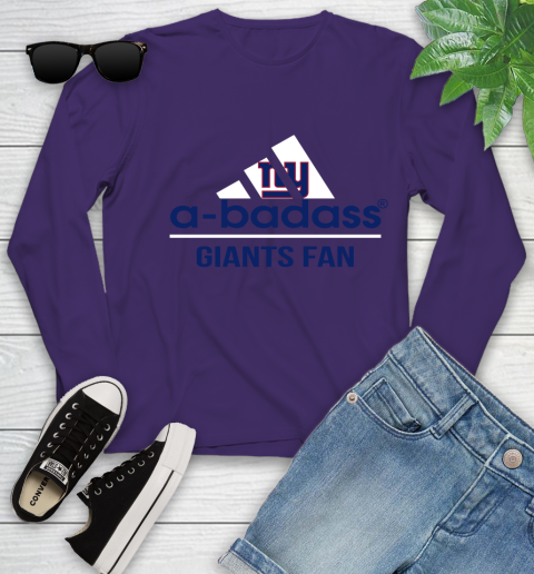 NFL A Badass New York Giants Fan Adidas Football Sports Youth Long Sleeve 4