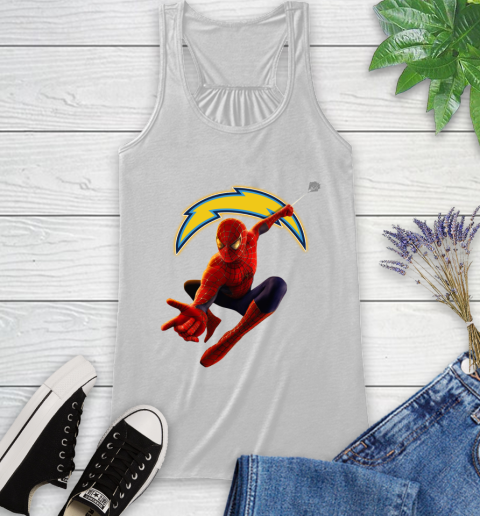 NFL Spider Man Avengers Endgame Football Los Angeles Chargers Racerback Tank