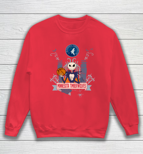 NBA Minnesota Timberwolves Basketball Jack Skellington Halloween Sweatshirt 7