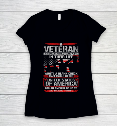 Veteran Wrote Blank Check Women's V-Neck T-Shirt