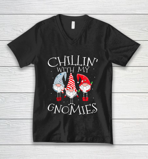 Chillin With My Gnomies Three Gnomes For Christmas V-Neck T-Shirt