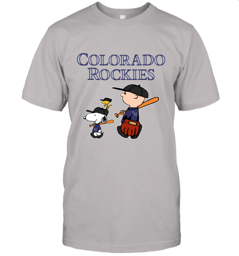Colorado Rockies Let's Play Baseball Together Snoopy MLB Unisex Jersey Tee