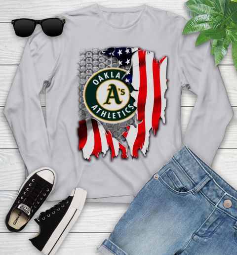 Oakland Athletics MLB Baseball American Flag Youth Long Sleeve 5