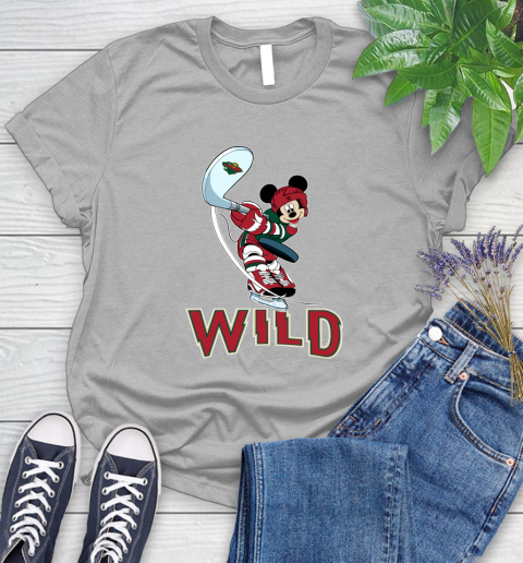 NHL Hockey Minnesota Wild Cheerful Mickey Mouse Shirt Women's T-Shirt 5