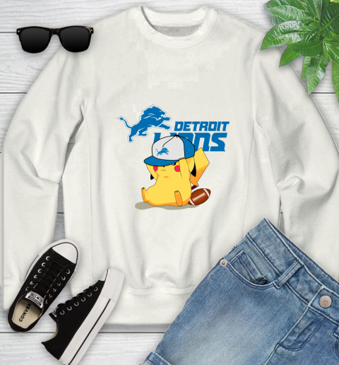 NFL Pikachu Football Sports Detroit Lions Youth Sweatshirt