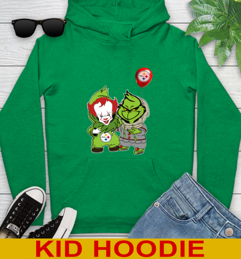 Pittsburgh Steelers Baby Pennywise Grinch Christmas NFL Football Youth Hoodie 8