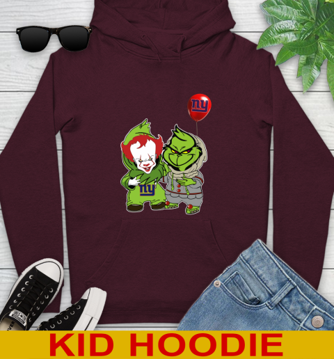 New York Giants Baby Pennywise Grinch Christmas NFL Football Youth Hoodie 7
