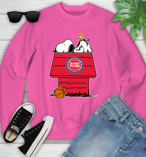 Detroit Pistons NBA Basketball Snoopy Woodstock The Peanuts Movie Youth Sweatshirt 7