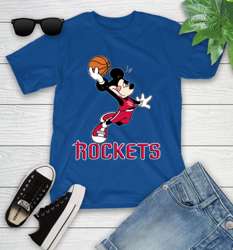 NBA Basketball Houston Rockets Cheerful Mickey Mouse Shirt Youth T-Shirt 9