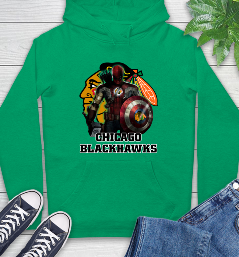 NHL Captain America Thor Spider Man Hawkeye Avengers Endgame Hockey Chicago Blackhawks Hoodie 8