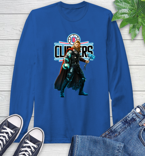 NBA Thor Avengers Endgame Basketball Los Angeles Clippers Long Sleeve T-Shirt 9