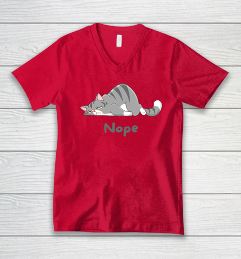 Nope Not Today Funny A Lazy Cat V-Neck T-Shirt 5