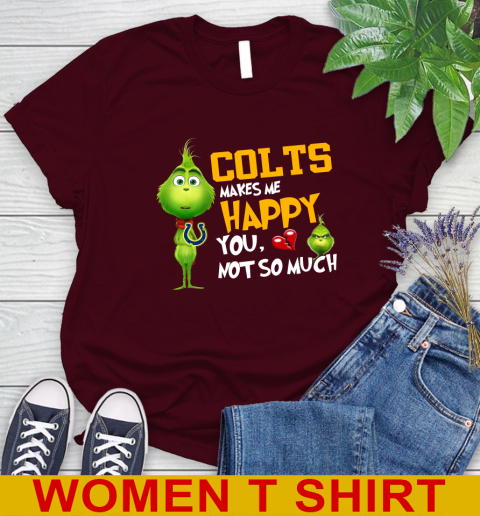 NFL Indianapolis Colts Makes Me Happy You Not So Much Grinch Football Sports Women's T-Shirt 6