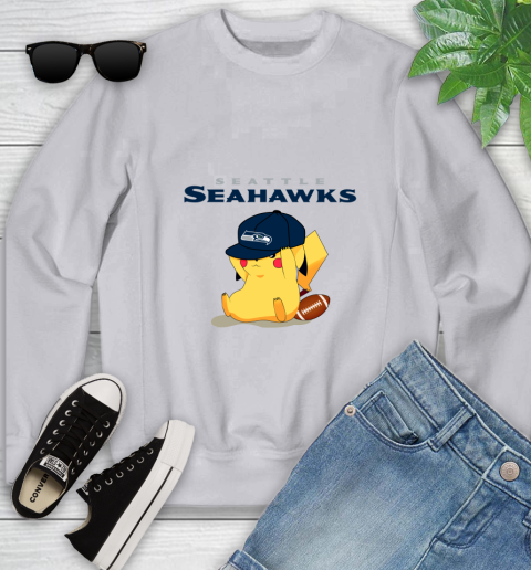 NFL Pikachu Football Seattle Seahawks Youth Sweatshirt 4
