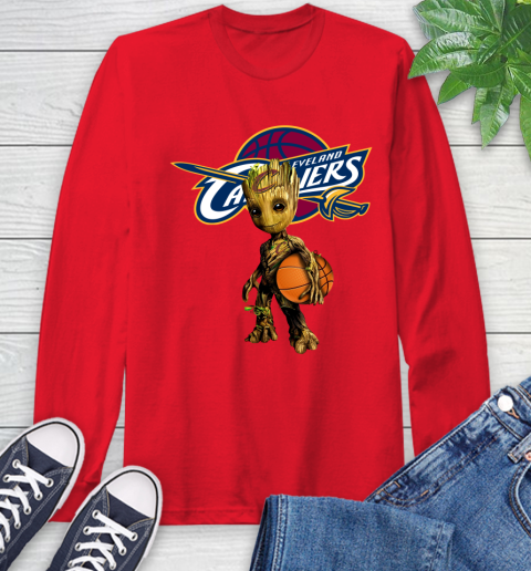 Cleveland Cavaliers NBA Basketball Groot Marvel Guardians Of The Galaxy Long Sleeve T-Shirt 10