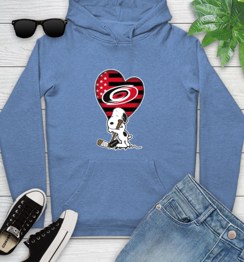 Carolina Hurricanes NHL Hockey The Peanuts Movie Adorable Snoopy Youth Hoodie 12