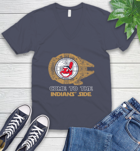 MLB Come To The Cleveland Indians Side Star Wars Baseball Sports V-Neck T-Shirt 7