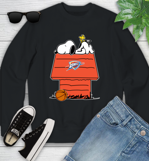Oklahoma City Thunder NBA Basketball Snoopy Woodstock The Peanuts Movie Youth Sweatshirt 2