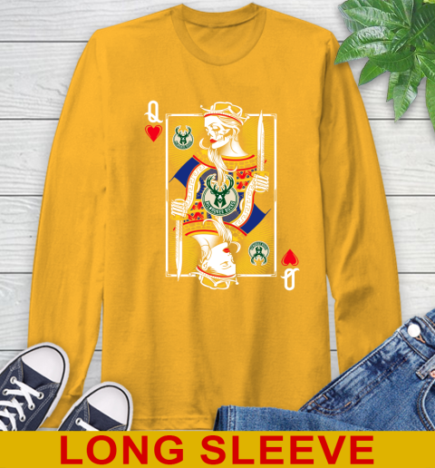 NBA Basketball Milwaukee Bucks The Queen Of Hearts Card Shirt Long Sleeve T-Shirt 2