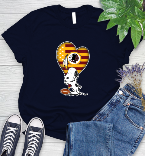 Washington Redskins NFL Football The Peanuts Movie Adorable Snoopy Women's T-Shirt 3