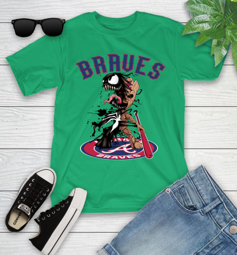 MLB Atlanta Braves Baseball Venom Groot Guardians Of The Galaxy Youth T-Shirt 6